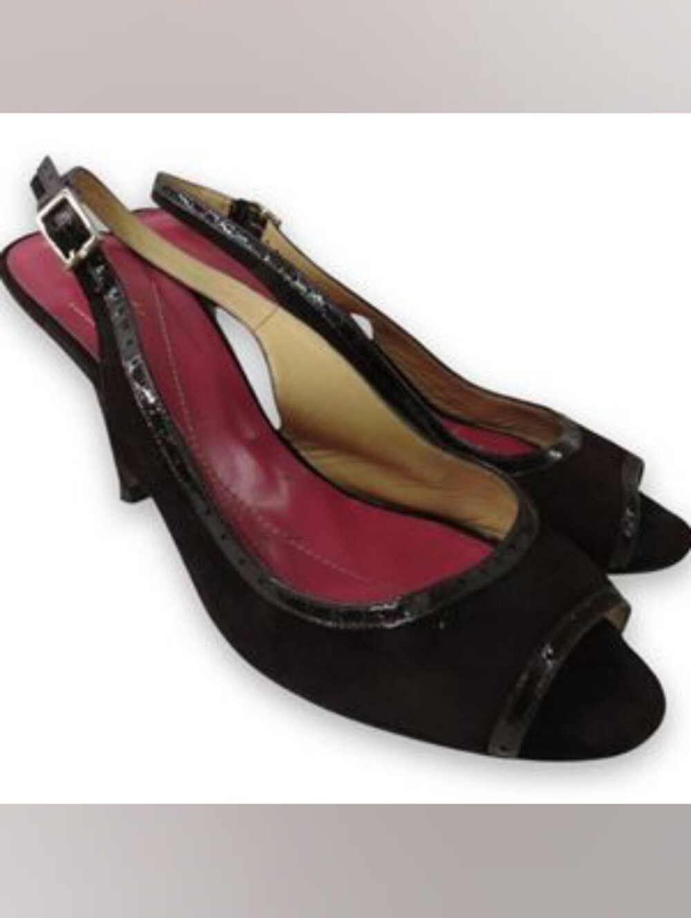 Kate Spade Dark Brown Slingback Peep Toe Heels    Size 7.5 Women